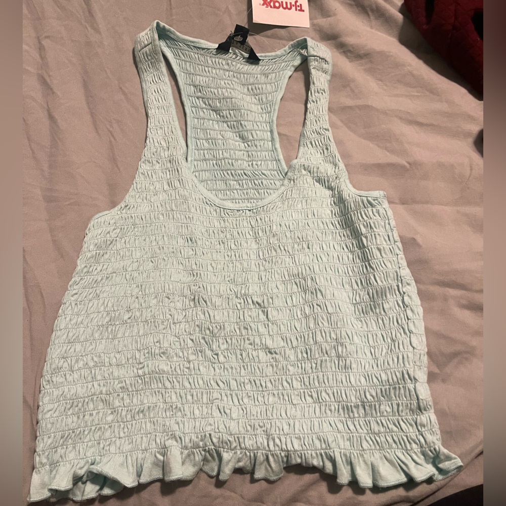 American Eagle Outfitters Light Blue Textured Tank Top